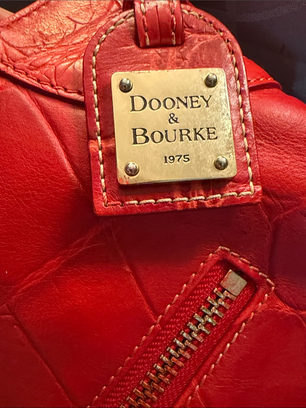 Dooney & Bourke Red Croc-Embossed Leather Shoulder Bag with Gold Hardware - Picture 9 of 14